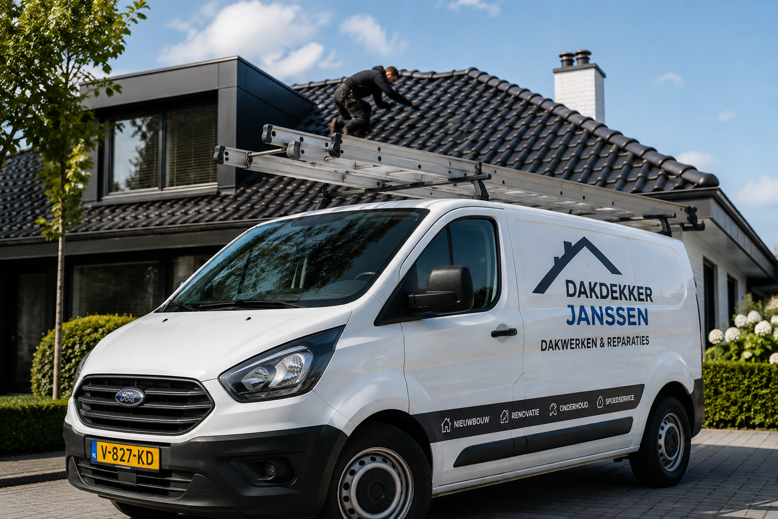 Dakdekker Janssen bestelbusje