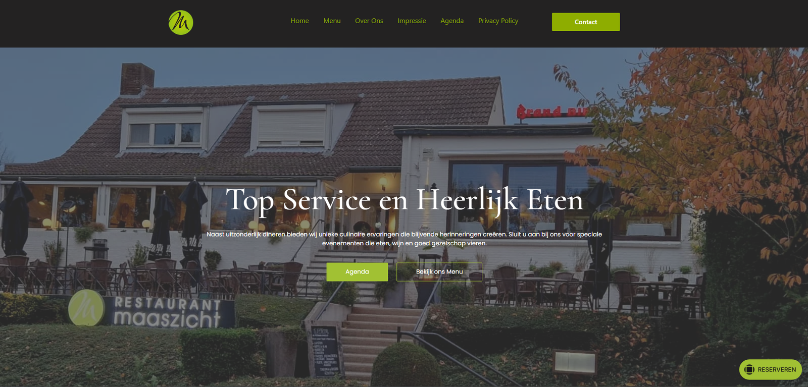 Restaurant Maaszicht website